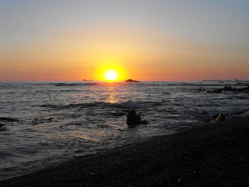 Scenic view of sea at sunset