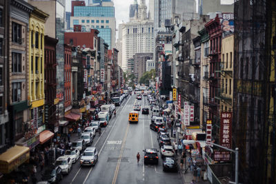 High angle view of traffic on city street