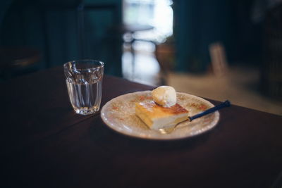 Close-up of breakfast served on table