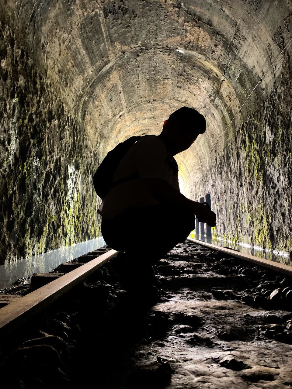 REAR VIEW OF SILHOUETTE MAN IN RIVER