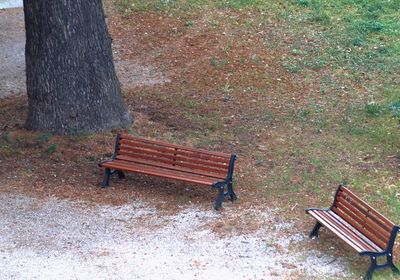 Empty bench in park