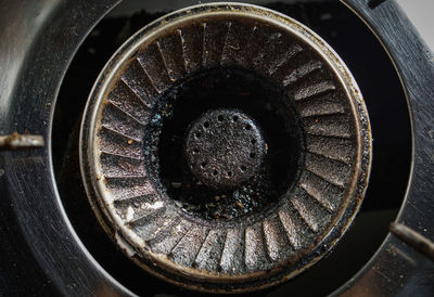 High angle view of rusty wheel