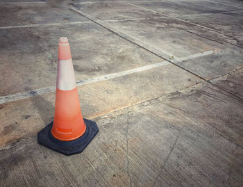 High angle view of arrow symbol on road