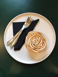 High angle view of cake on table