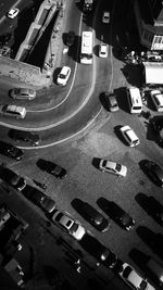 High angle view of traffic on road in city