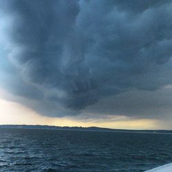 Scenic view of sea against cloudy sky