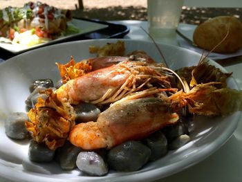 Close-up of seafood in plate