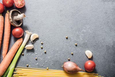 High angle view of fruits on table