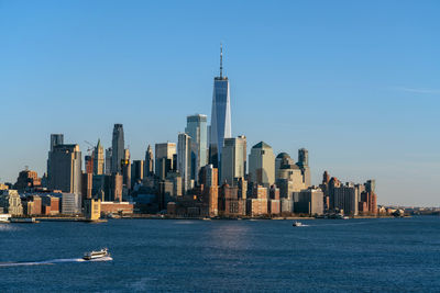 Modern buildings in city at waterfront