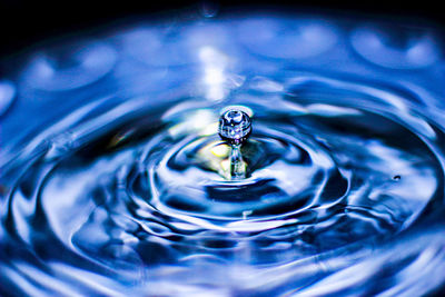 Close-up of drop splashing in water