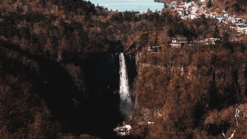 High angle view of waterfall
