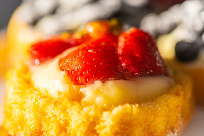 Close-up of strawberry cake