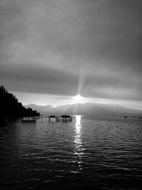 Scenic view of sea against cloudy sky