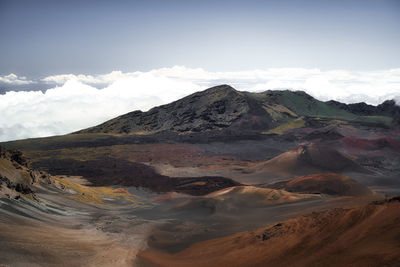 Scenic view of volcanic landscape against sky