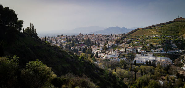 High angle view of granada townscape against sky