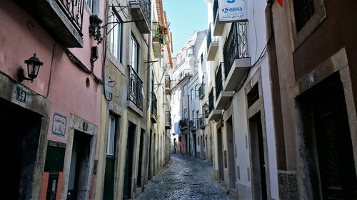 Narrow street amidst buildings in town