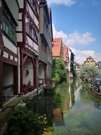 Canal amidst buildings against sky