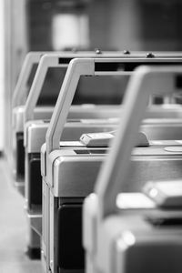 Close-up of security barriers at subway station