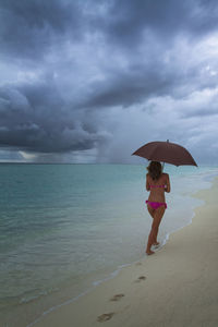 Full length of man on beach against sky