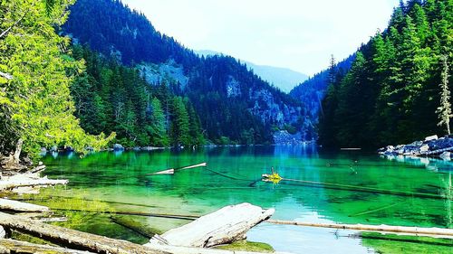 Scenic view of lake and mountains