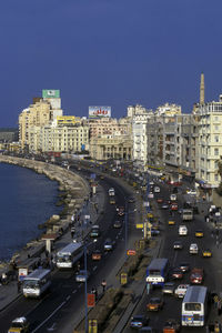 High angle view of city street
