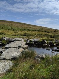 Scenic view of land against sky