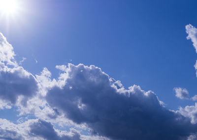 Low angle view of clouds in blue sky