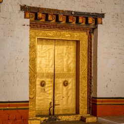Closed door of old building