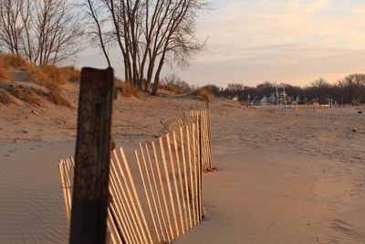 Fence at sandy beach