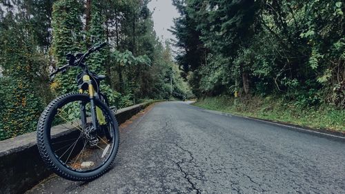 Man riding bicycle on road