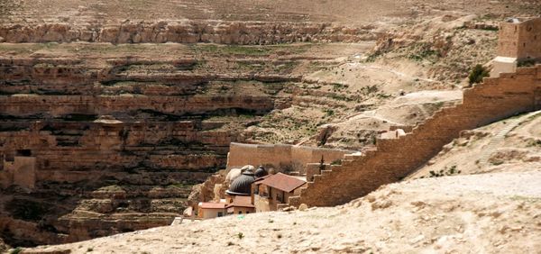 High angle view of buildings on mountain