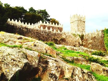 Low angle view of old ruin building