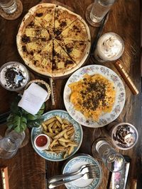 High angle view of food on table