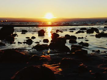 Scenic view of sea during sunset