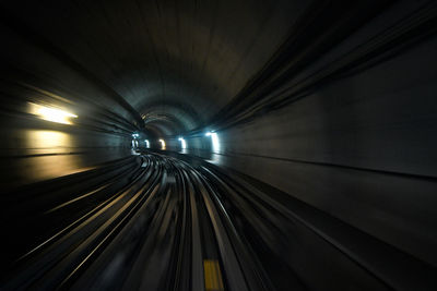 View of illuminated subway tunnel