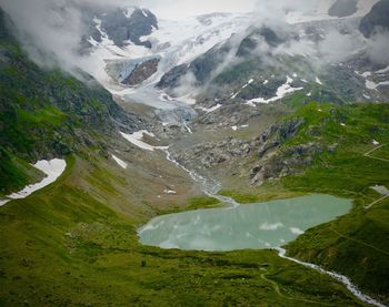 Scenic view of snowcapped mountains