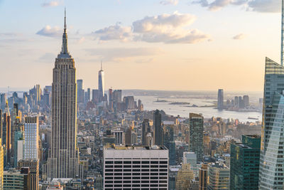 Modern buildings in city against sky