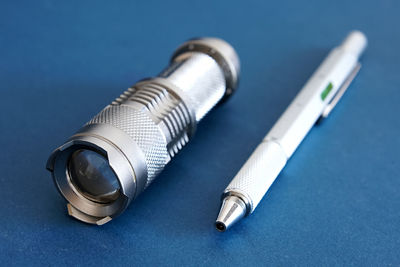 High angle view of container on table