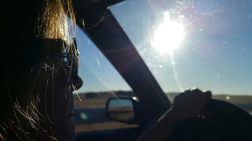 Sun seen through car window