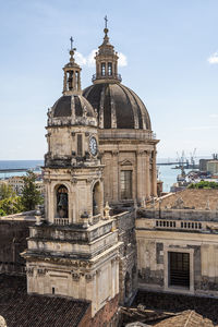  the dome and the bell tower of the basilica cathedral baroque of catania