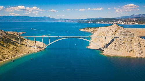 Scenic view of river against blue sky