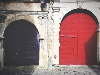 Closed door of building