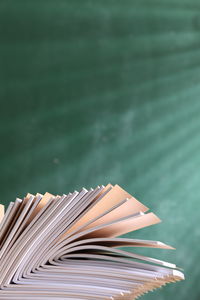 Close-up of book stack 