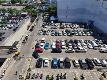 High angle view of traffic on city street