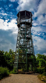 Low angle view of building against cloudy sky