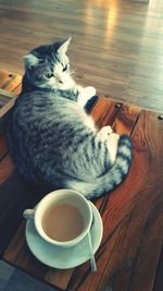 Coffee cup on table