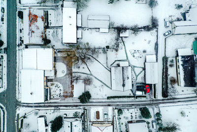 Full frame shot of snow village drone