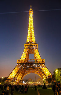 Traditional tower against sky at night