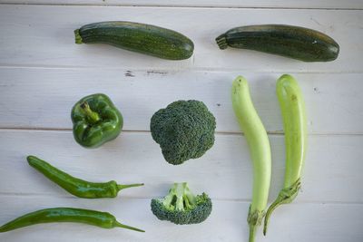 High angle view of vegetables on table