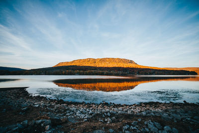 Scenic view of lake against sky